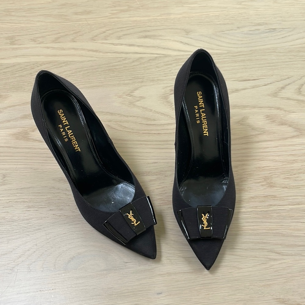 Ysl saint Laurent black bow pumps